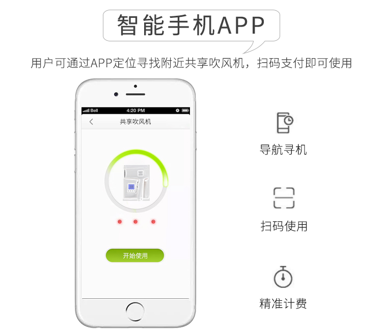 共享吹風機的功能-智能手機APP